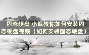 固态硬盘 小编教你如何安装固态硬盘视频（如何安装固态硬盘）